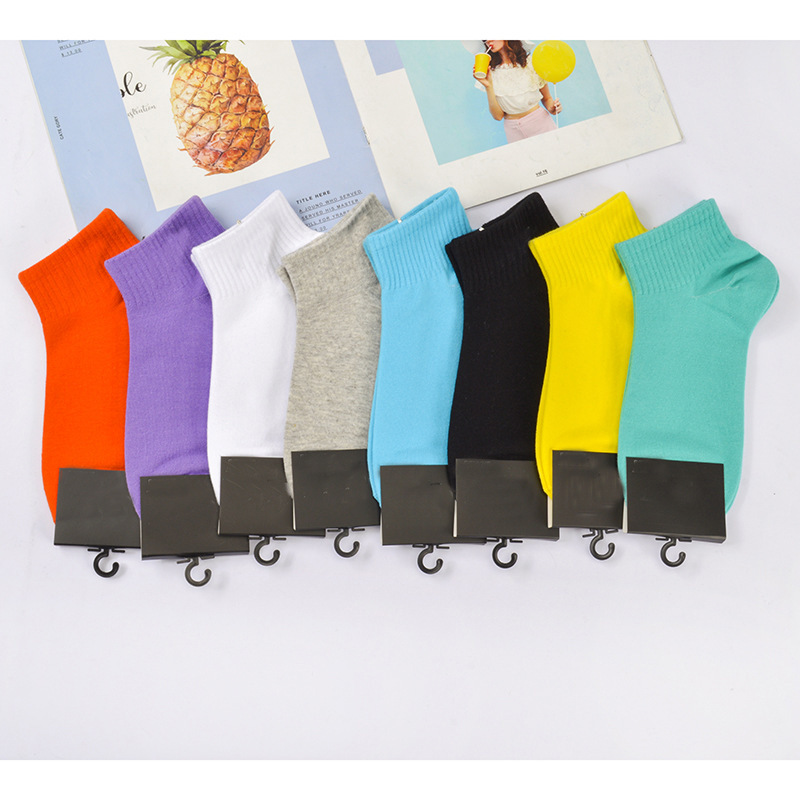 Hook socks women's spring and summer low-top invisible boat Socks men's colored cotton socks breathable thin socks wholesale tide