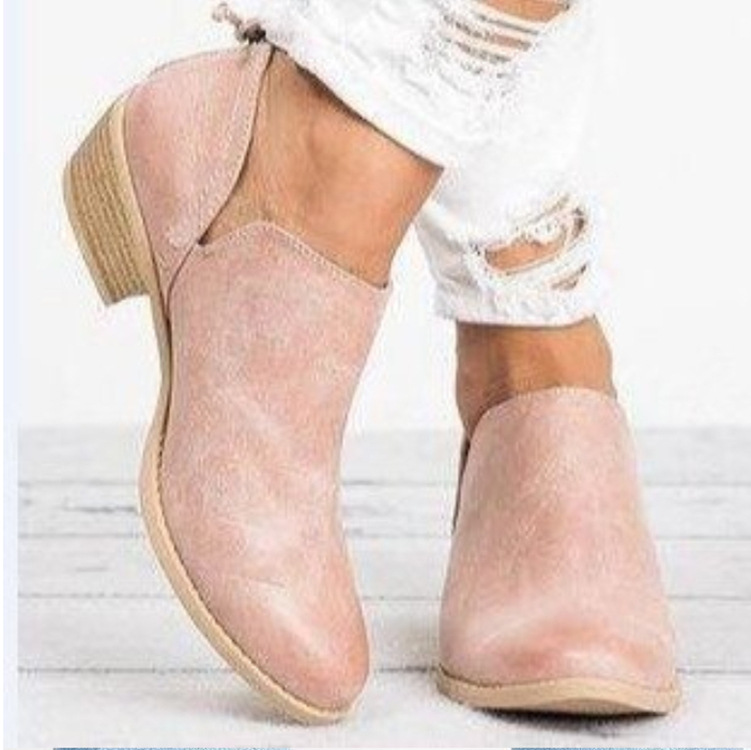 Women's ankle boots and ankle boots round head single boots 35-43 sizes_voghion.com