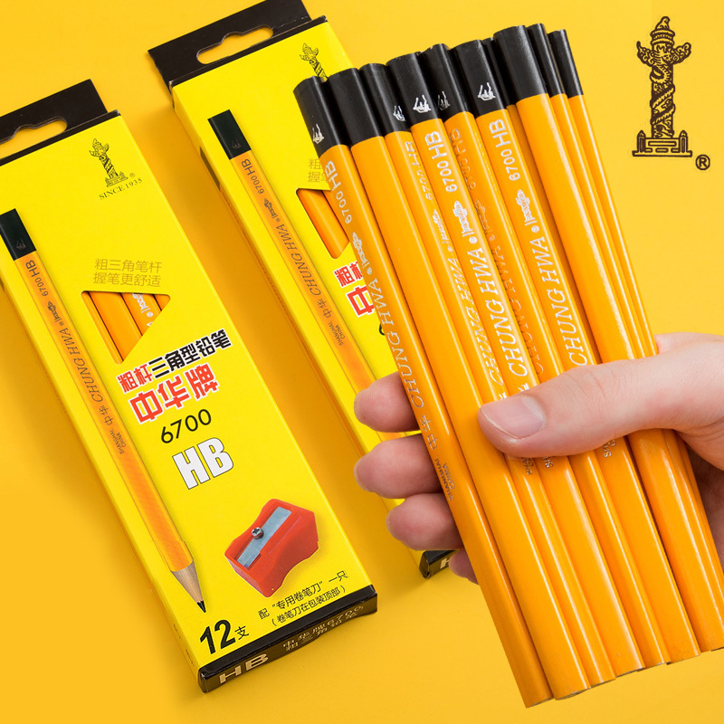 Chinese Pencil 6700 Large Triangle Bold Beginner Writing Kidsren's Correction Grip Hb Thick Rod Student Practice Calligraphy 2B Chinese Pencil 6700 Large Triangle Bold Beginner Writing Kidsren's Correction Grip Hb Thick Rod Student Practice Calligraphy 2B