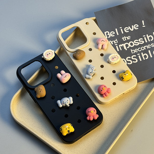 Foreign trade cross-border hole diy heat dissipation is suitable for Apple 16promax mobile phone case 14/13/15 cute animals