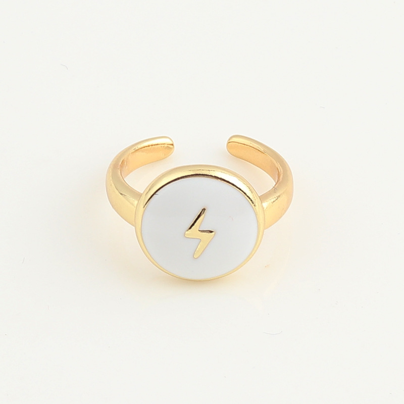 Retro Round Moon Lightning Copper Rings Plating Copper Rings