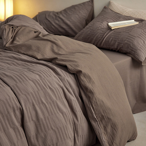 Wabi-sabi style A class pure cotton four-piece set wrinkled gauze all cotton bed sheet pillowcase Japanese minimalist Merle bedding 