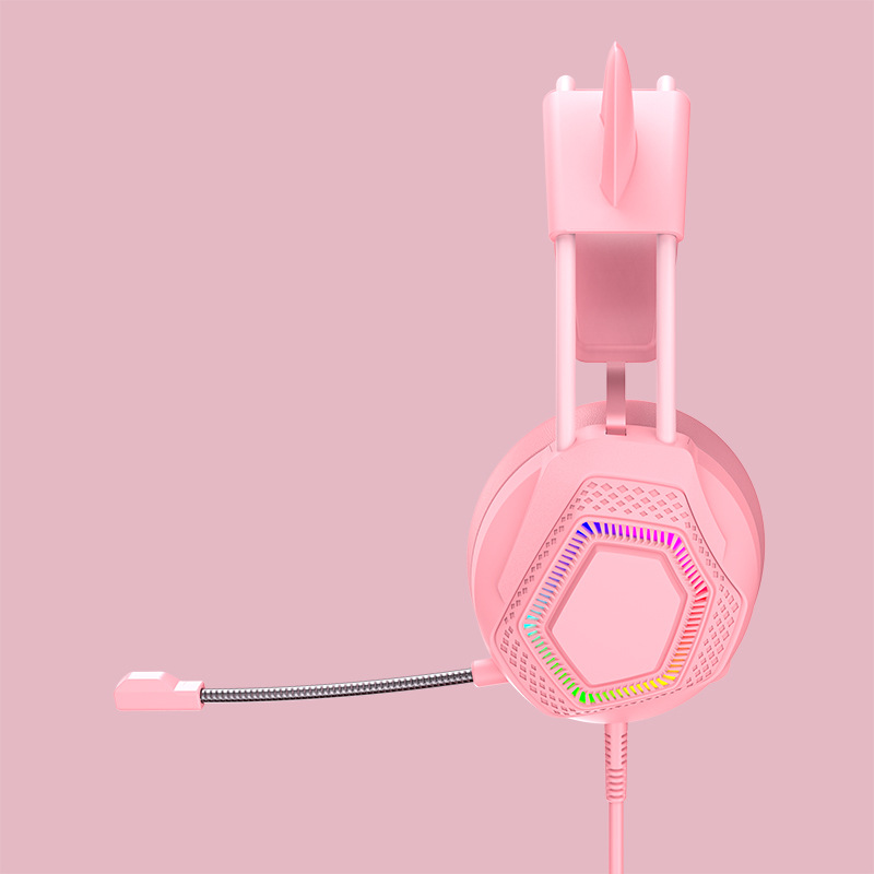 Dongguan Shunxin meistverkauftes Overear-RGB-Licht rosa Katzenuhr-Gaming-Headset H601 süßes Gaming-Headset