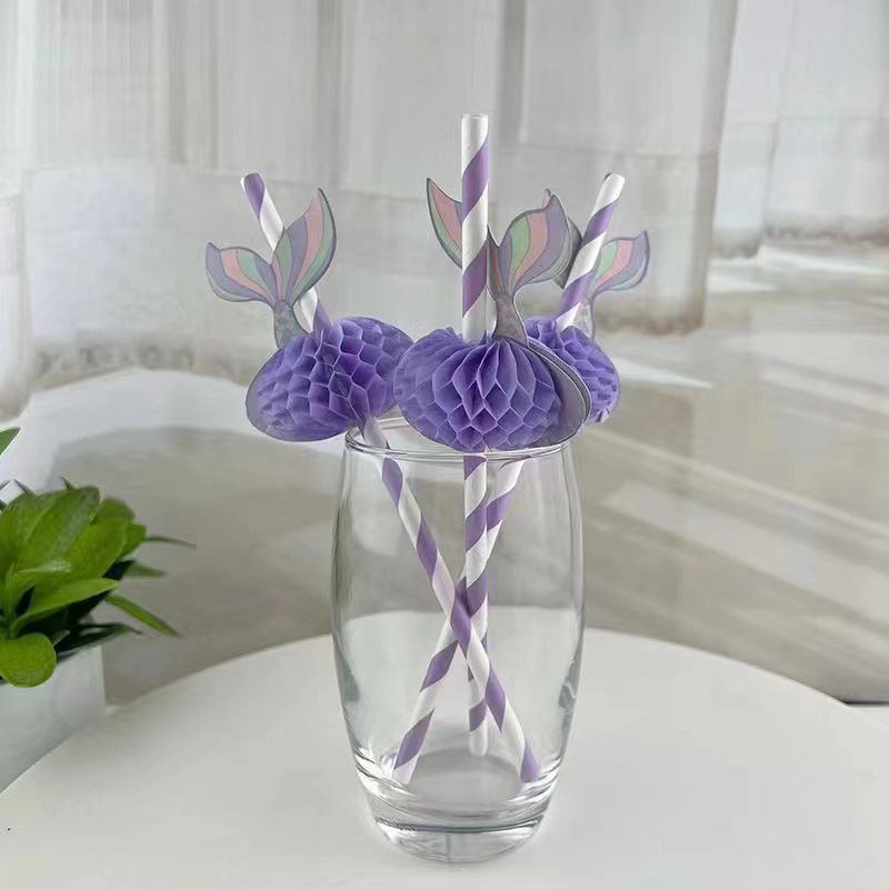 Nuevo cm creativo tridimensional panal sirena forma decoración papel desechable paja