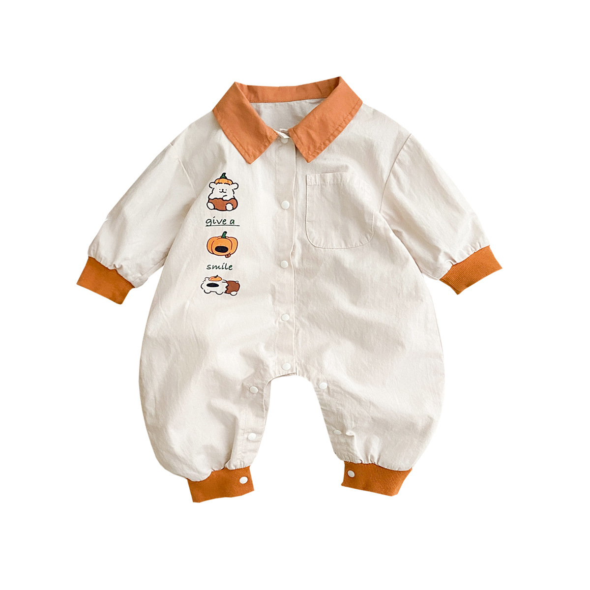 Nuevos productos en la primavera de 2025, mono para bebé, mameluco de dibujos animados coreanos para bebés, traje de gatear de manga larga para bebés