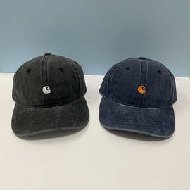 潮牌现货Carhartt Dad Hat卡哈特工装水洗做旧弯檐帽鸭舌棒球帽子