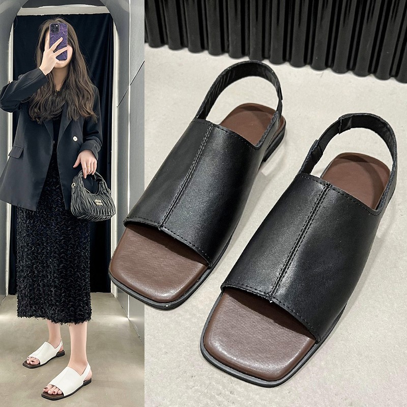 Fashionable retro casual sandals flat open toe