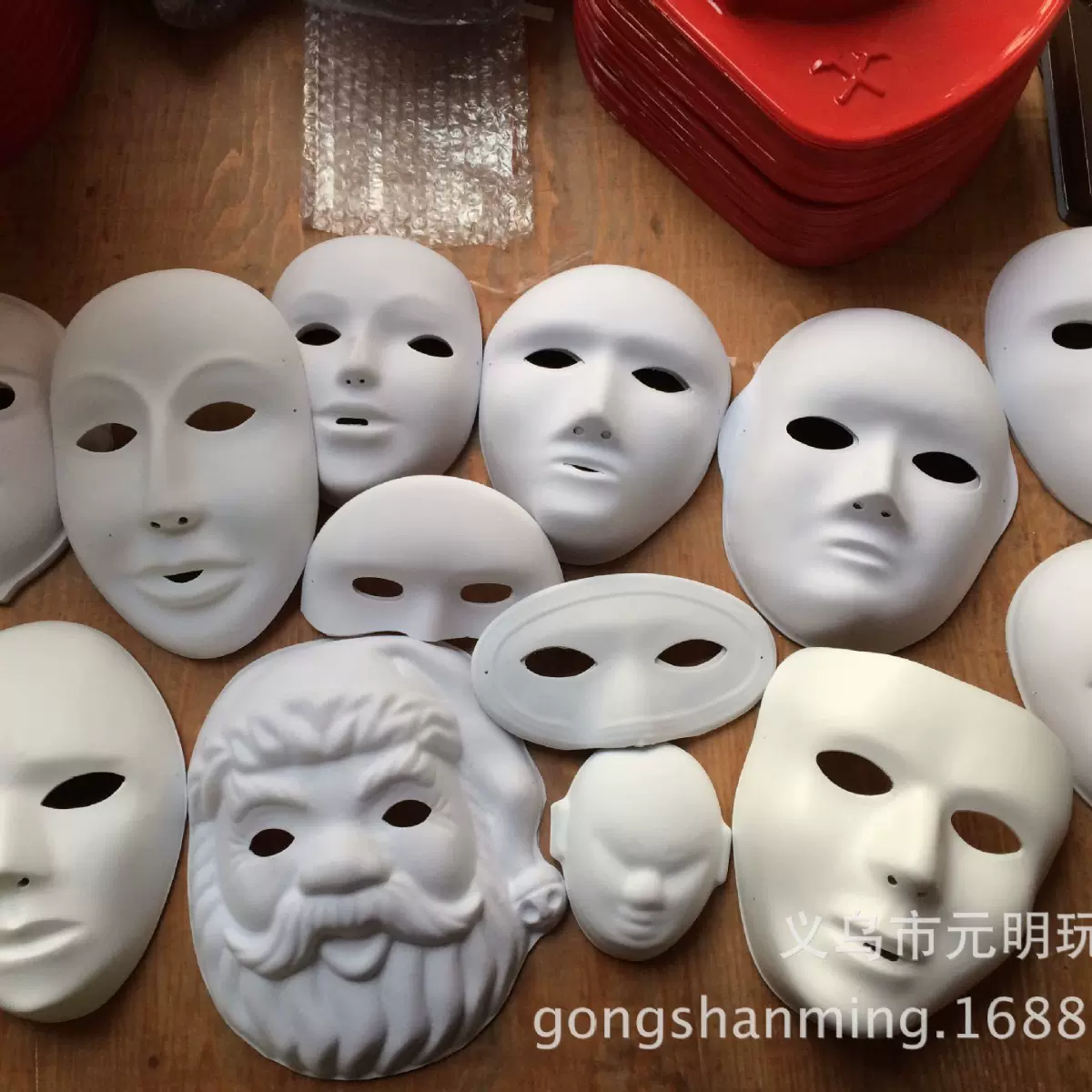 儿童DIY涂鸦彩绘用的植绒面具白胚摆地摊货