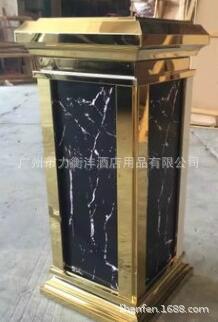 钛金大理石垃圾桶皇家座地垃圾桶四方形大理石垃圾桶