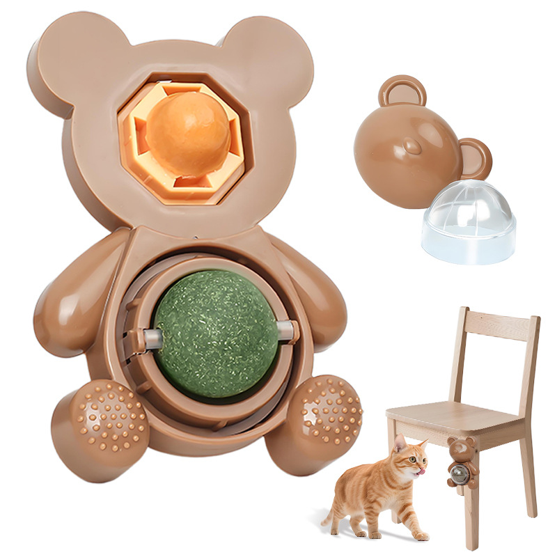 Nuevo oso giratorio catnip gato hierba gato azúcar dos en uno auto-Hi gato molar divertido gato palo juguete divertido gato artefacto