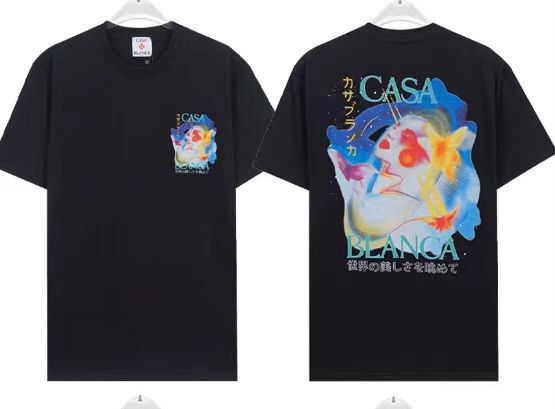カサブランカ トレンド 半袖 夏新作 グリーン 三角文字 CASA テニスコート プリント Tシャツ|undefined