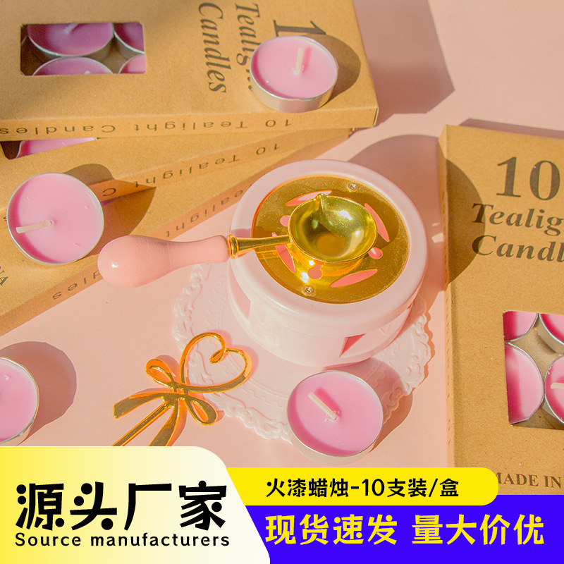 10 cajas de cartón de cera de tinta de fuego cera de té redonda amor accesorios de sello de pintura de fuego sin humo calefacción pequeña candelabre al por mayor