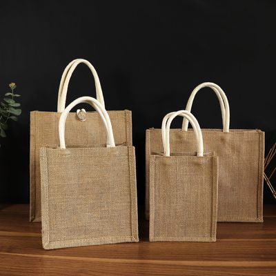 Yellow sacks diy Hand drawn reform environmental protection Cotton rope Shopping bag Lunch Bags Flax student Company advertisement reticule