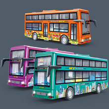男孩寶寶慣性玩具汽車可開門兒童聲光公交車公共客車雙層巴士模型