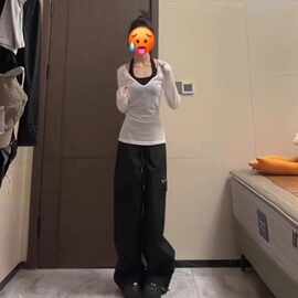 2025新款V领防晒罩衫女夏季正肩显瘦长袖t恤叠穿修身衫上衣薄