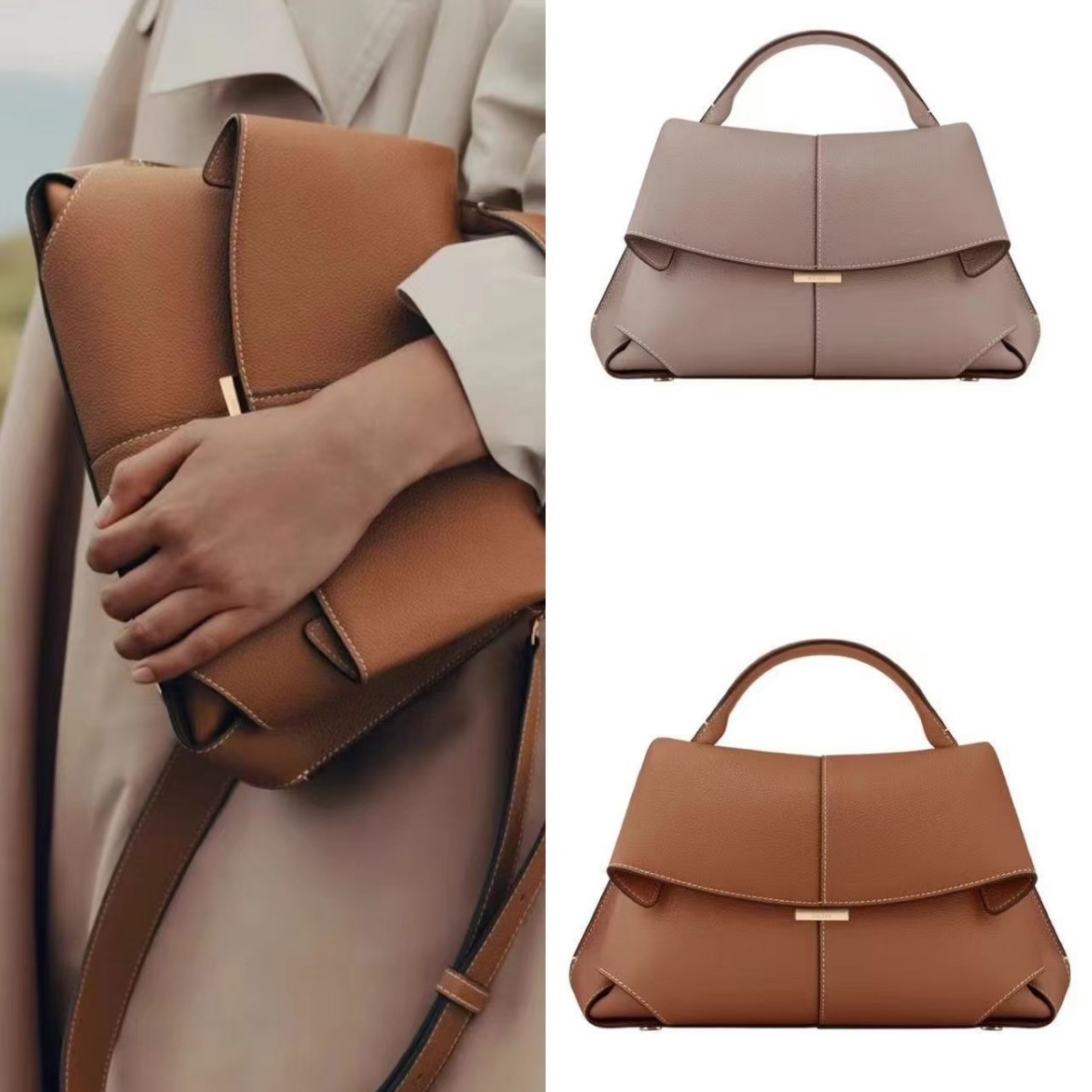 跨境法国小众品牌新款微笑包高级感贵妃包女士手提包斜挎真皮女