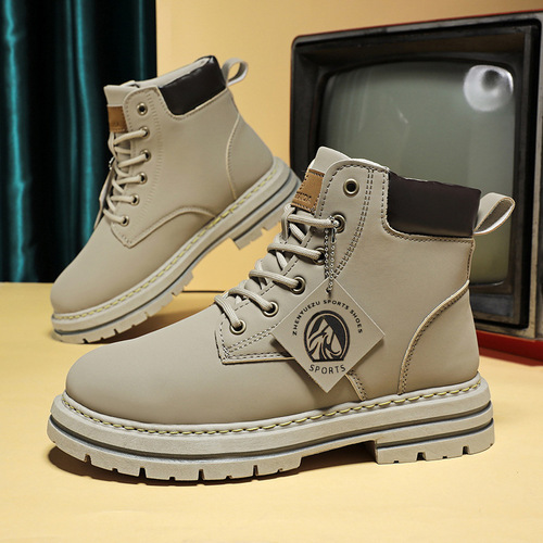 Cross-border Martin boots for men, extra large size 46, men's boots, retro British style, high-top work boots, leather boots