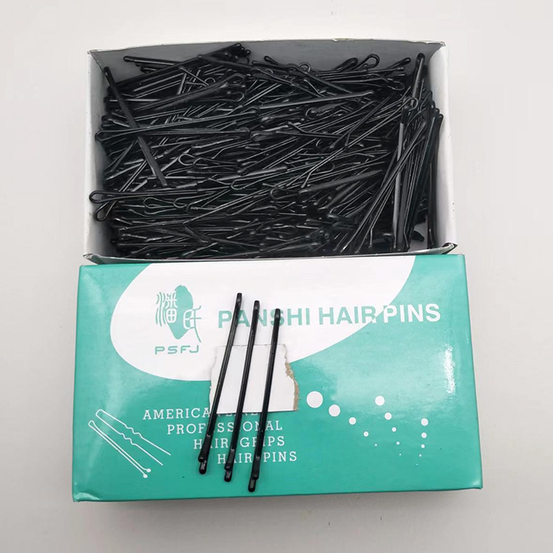 一斤盒装影楼用的盘发黑色发卡一字夹发夹边夹小钢夹卡子直纹发夹|undefined