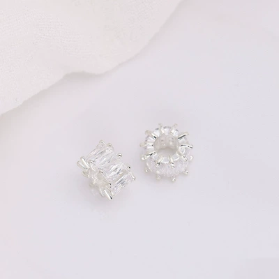 Copper Color-Preserving Spacer Beads Handmade: Zərgərlik ara hissələri - silver-white-zirconium-1-pack-10mm