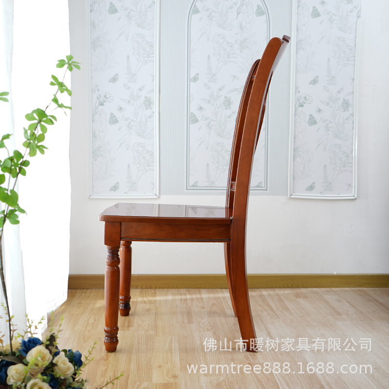 Simple solid wood chair antique wood cushion chair hotel restaurant…
