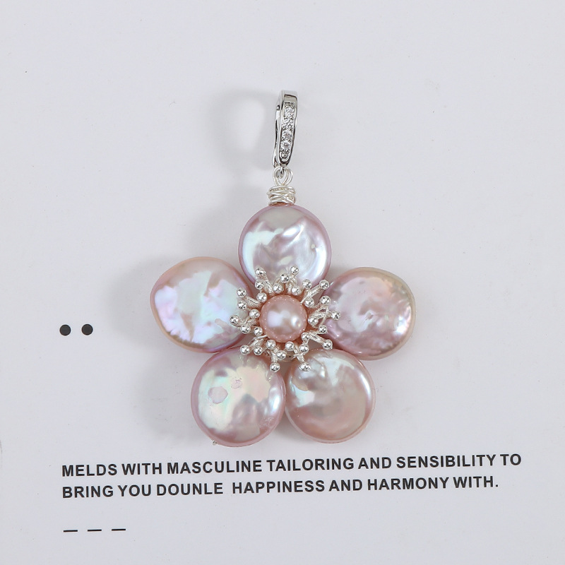 Natural Freshwater Baroque Petal Pearl Pendant Universal Buckle Detachable Hand-Woven Accessories