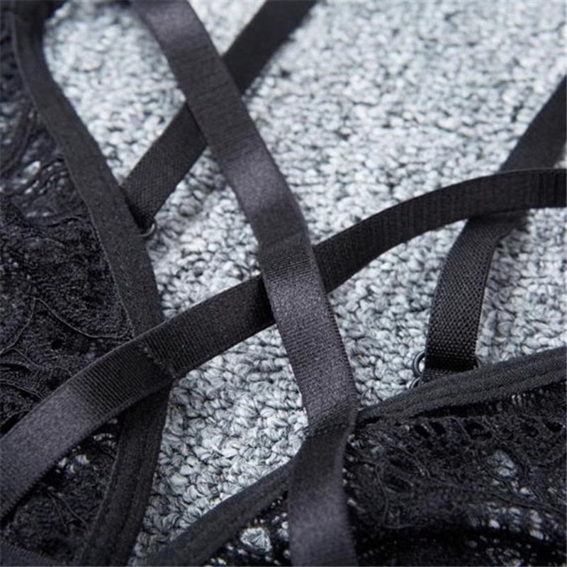 French-Style See-Through Lace Bra, Wireless Dark Green, One Size, Plus-Friendly — detail image 10