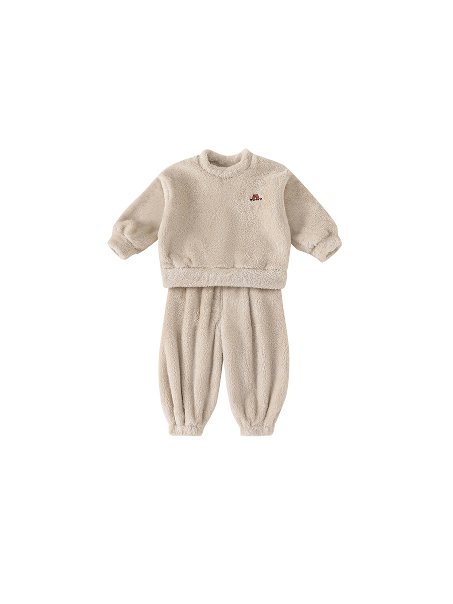 Youbao ropa para niños pijamas para niños invierno nuevo traje de servicio a domicilio para bebés simple más terciopelo engrosado traje de dos piezas de otoño e invierno