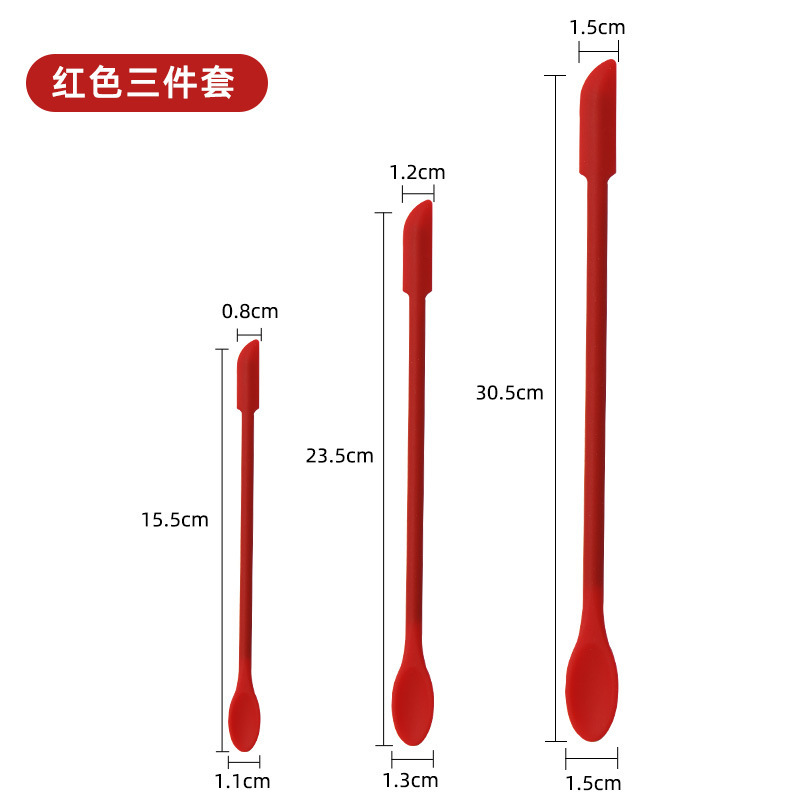 爆款食品级硅胶迷你硅胶刮刀果酱刮勺粉底液化妆品瓶刮刀三件套装|undefined