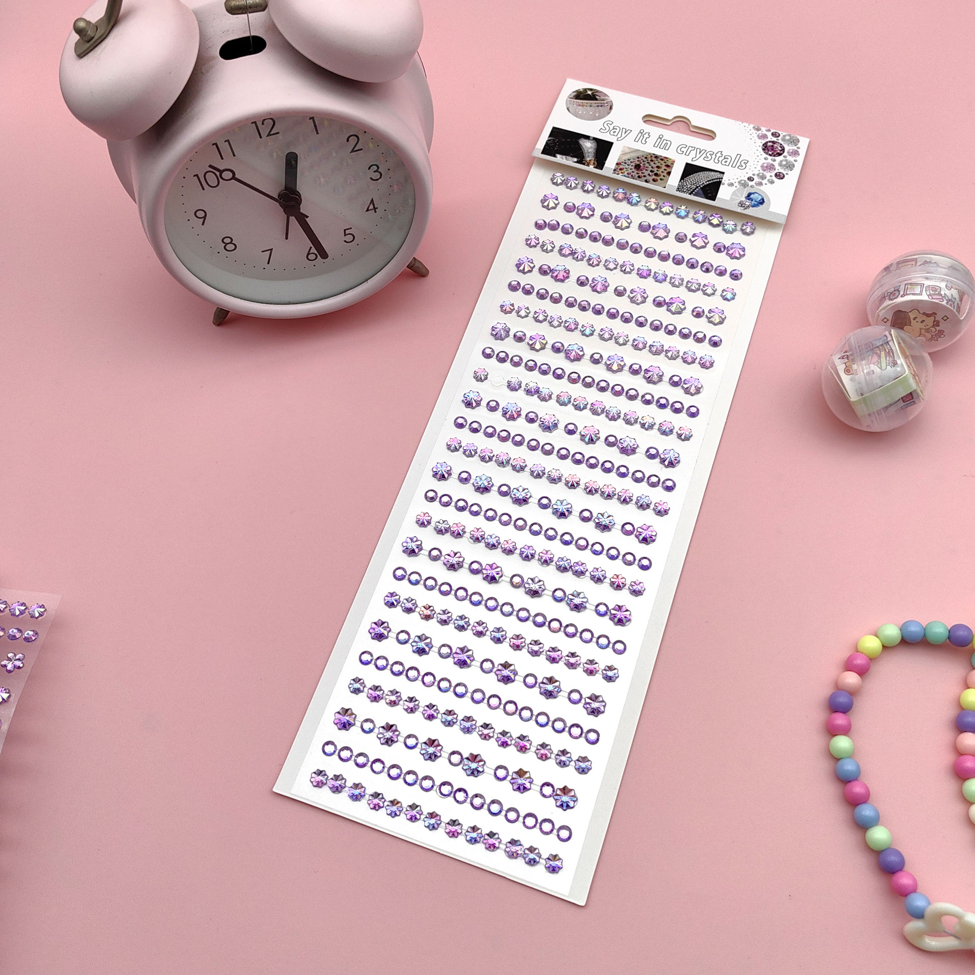 Coloridas pegatinas de flores de hielo para niños gema de diamantes de color AB pegatinas de cristal acrílico de juguete princesa pequeñas pegatinas al por mayor
