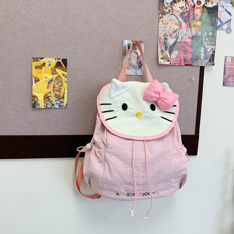 日系可爱kitty抽绳双肩包2025新款轻便旅行背包软妹少女学生书包|undefined