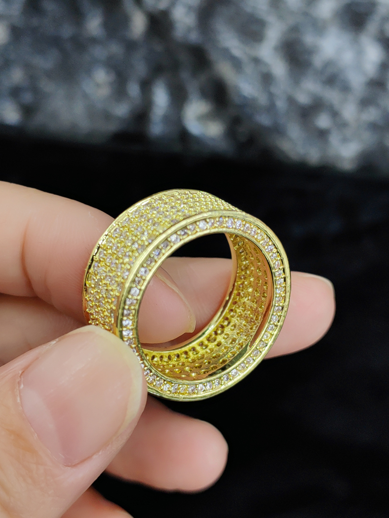Europa y los Estados Unidos nuevos anillos de zircón de bronce caliente Hip Hop comercio electrónico transfronterizo Europa y los Estados Unidos fabricantes de anillos de hombres y mujeres al por mayor image 7
