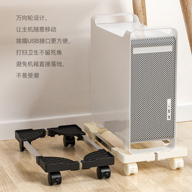 Soporte para ordenador para oficina en casa, móvil con ruedas, base de almacenamiento para carcasa, soporte telescópico, estante de almacenamiento simple