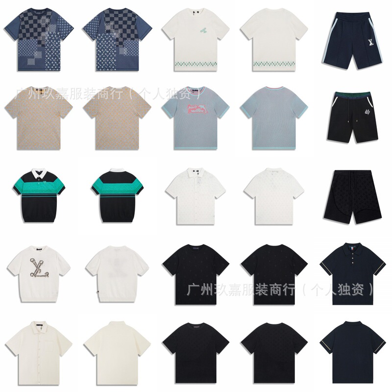 (High Quality) Correct Version. Donkey Short-Sleeved 25 New Style Jacquard Cotton Knitted Short-Sleeved T-Shirt for Men and Women