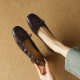 New super soft sheepskin shoes women's square toe low mouth bow ballet shoes commuter casual thick heel milk shoes