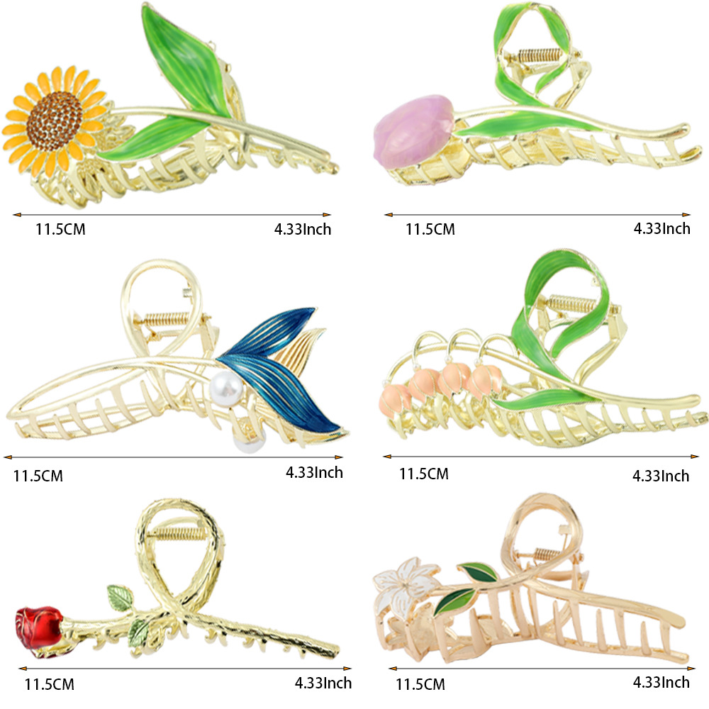 72g Weight Hair Claws Hair Accessories Type 1 Piece, 1 Set Quantity IG Style Women's Flower Alloy Hair Claws