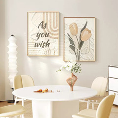 Dutch Tulip Restaurant Decor Cream Style Dining Room Wall Art Light Luxury High-End Bedroom Oak Wood Style Bedside Wall Art