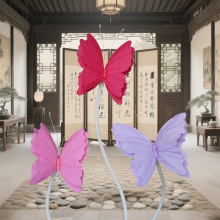 新款纸艺铁丝蝴蝶莫奈花园布置美陈花艺道具立体高级婚礼场景装饰