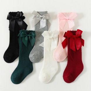 2023 baby socks Spanish baby big bow dress girl student Princess socks long tube loose socks