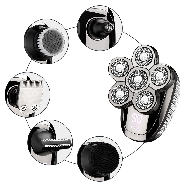 Nueva máquina de afeitar eléctrica transfronteriza seis en uno de los hombres de afeitar eléctrica hogar cuchillo de afeitar máquina de cabeza calva