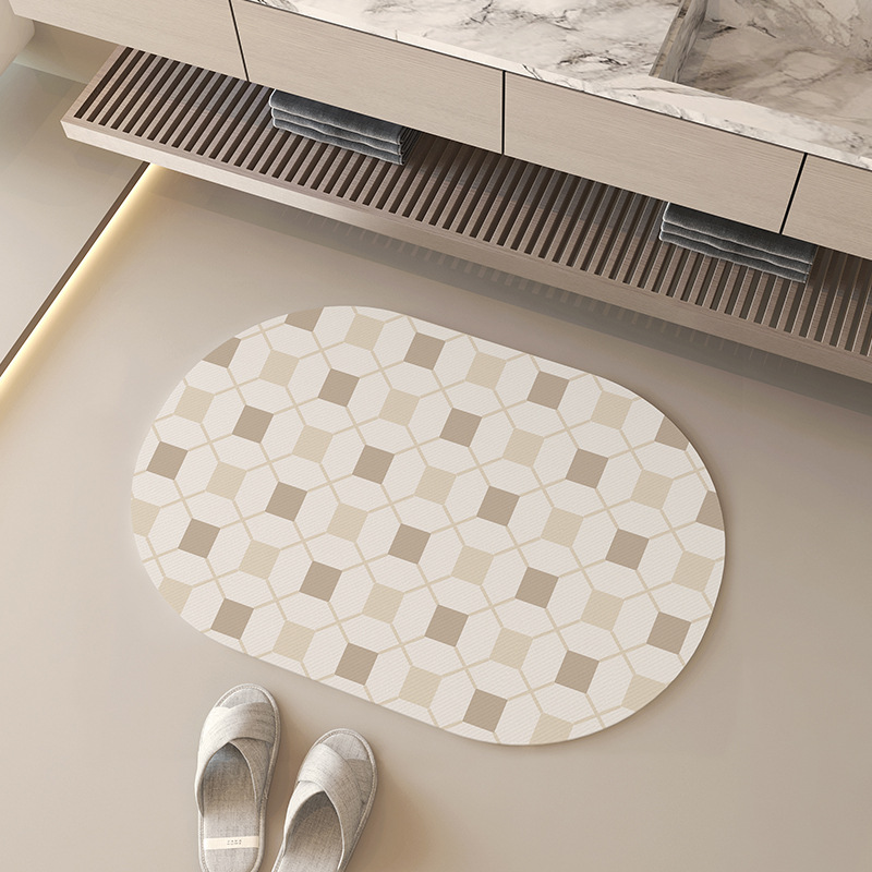 Modern Minimalist Diatomite Bathroom Bath Mat Non-slip Absorbent_voghion.com