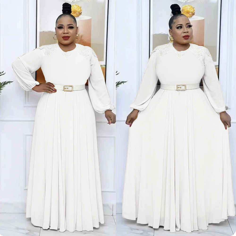 Women's Clothing fashion temperament commuting high waist slimming loose solid color dress _voghion.com