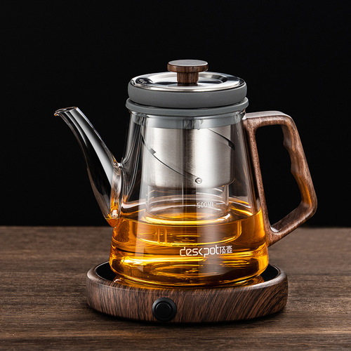 WBZ7 all-glass liner elegant cup teapot household walnut rotating lift tea water separation tea cup do