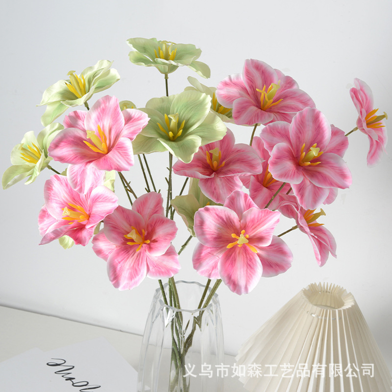 Simulated flower 3-head tulip 3D printed matte cloth wedding home…