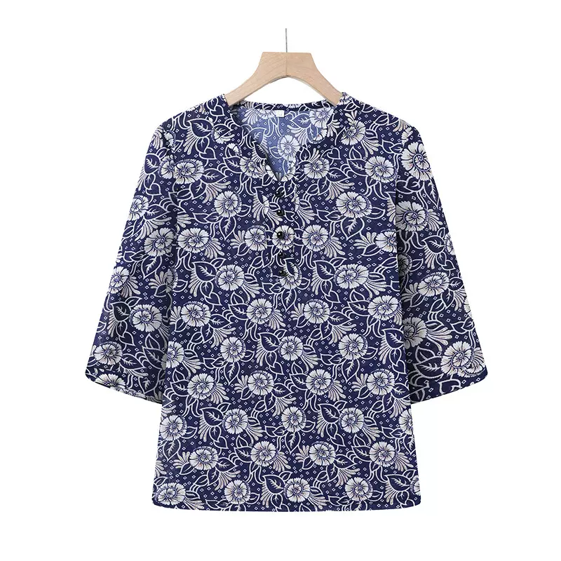 中老年女装夏季薄款妈妈装T恤上衣老太太夏装洋气短袖时尚奶奶装