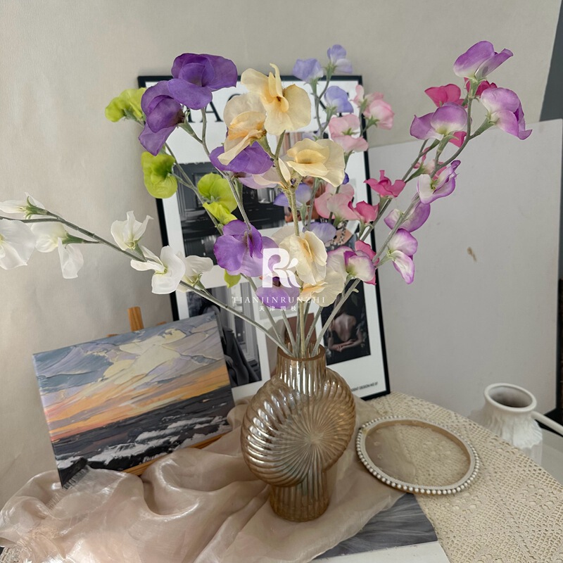 Sweet Pea Artificial Flower Pea Flower Wedding Hall Decoration Fake Flower High Quality Living Room Table Flower Arrangement Ornaments Sweet Pea Artificial Flower Pea Flower Wedding Hall Decoration Fake Flower High Quality Living Room Table Flower Arrangement Ornaments