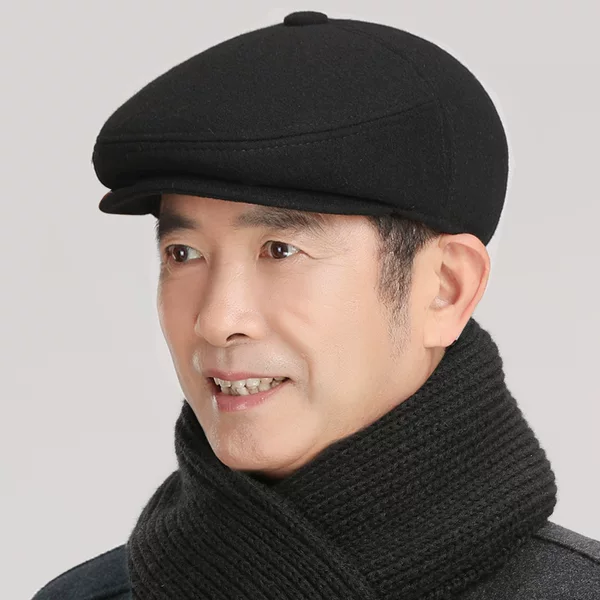 Middle-Aged and Elderly Men's Caps, Winter Elderly Hats, Thickened Warm Ear-Protecting Dad Hats for Men