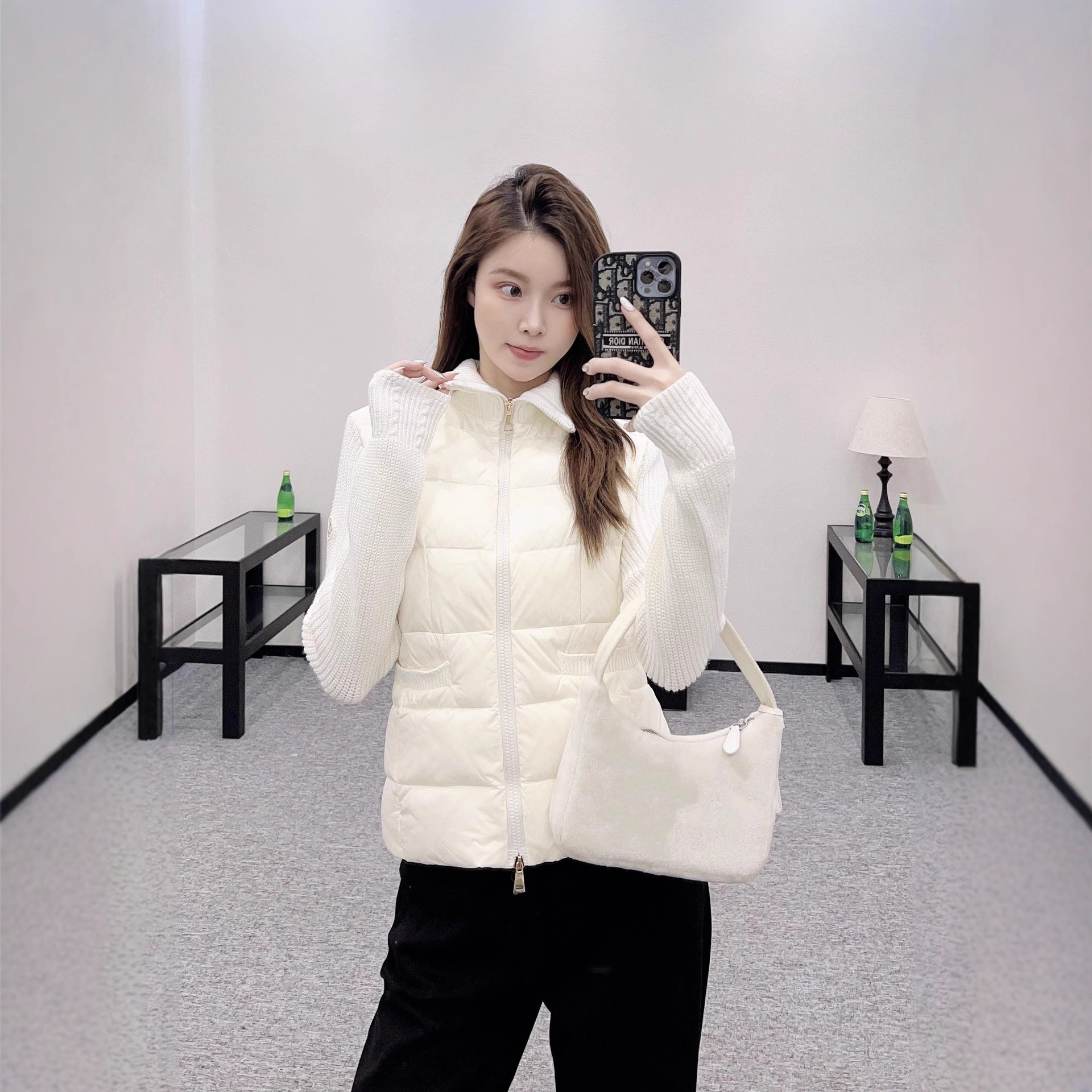 南油25高品质Mon蒙k家立领羊毛针织拼接秋冬羽绒服时尚拉链外套