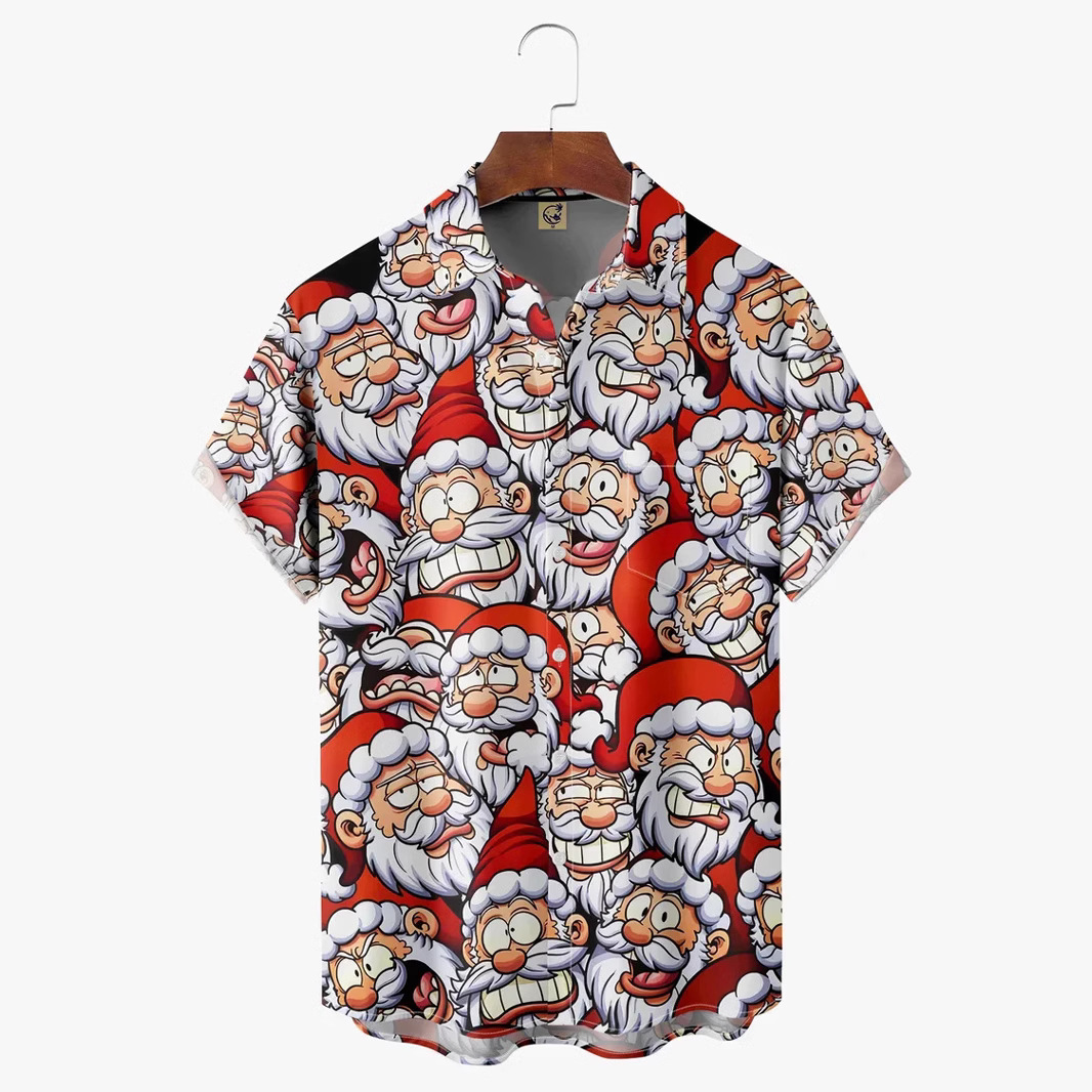 Camisa transfronteriza de talla extra grande para hombre nueva impresión 3D tendencia casual con bolsillo de solapa de manga corta