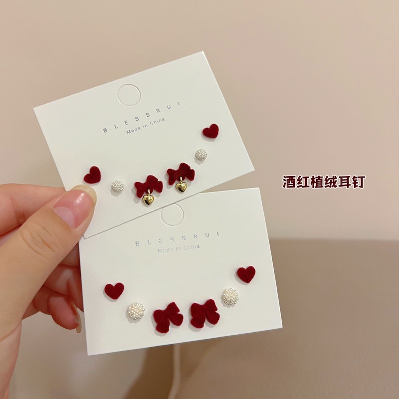 Demi-season earrings pearl with bow
