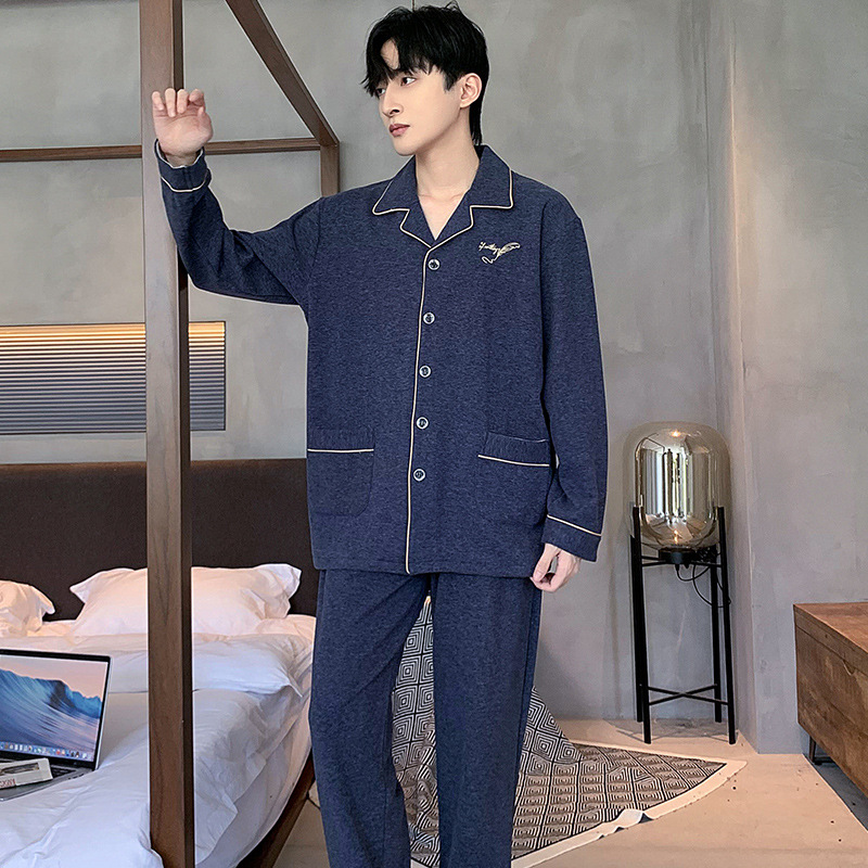 잠옷 남자의 겨울 두꺼운 양털 긴팔 카디건 가을과 겨울 따뜻한 캐주얼 홈 의류 플러스 사이즈 세트 착용